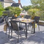 Lucienne™ | Gartentisch für 4 Personen in Honig- und Graphitholzoptik